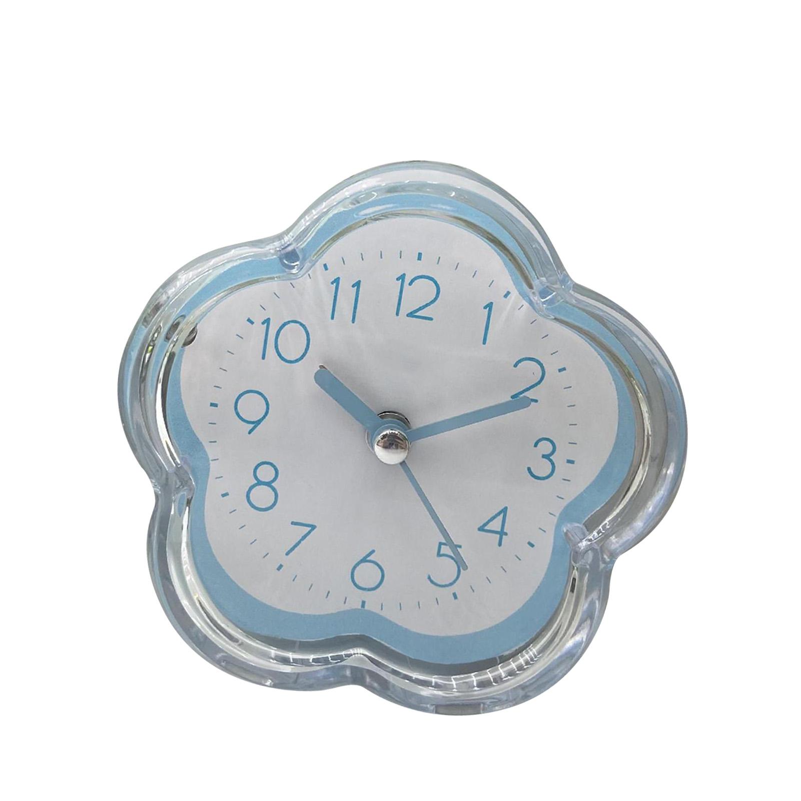 

Милый будильник в форме цветка, тихий, с низким уровнем шума, прозрачный, маленький будильник для гостиной, спальни синий