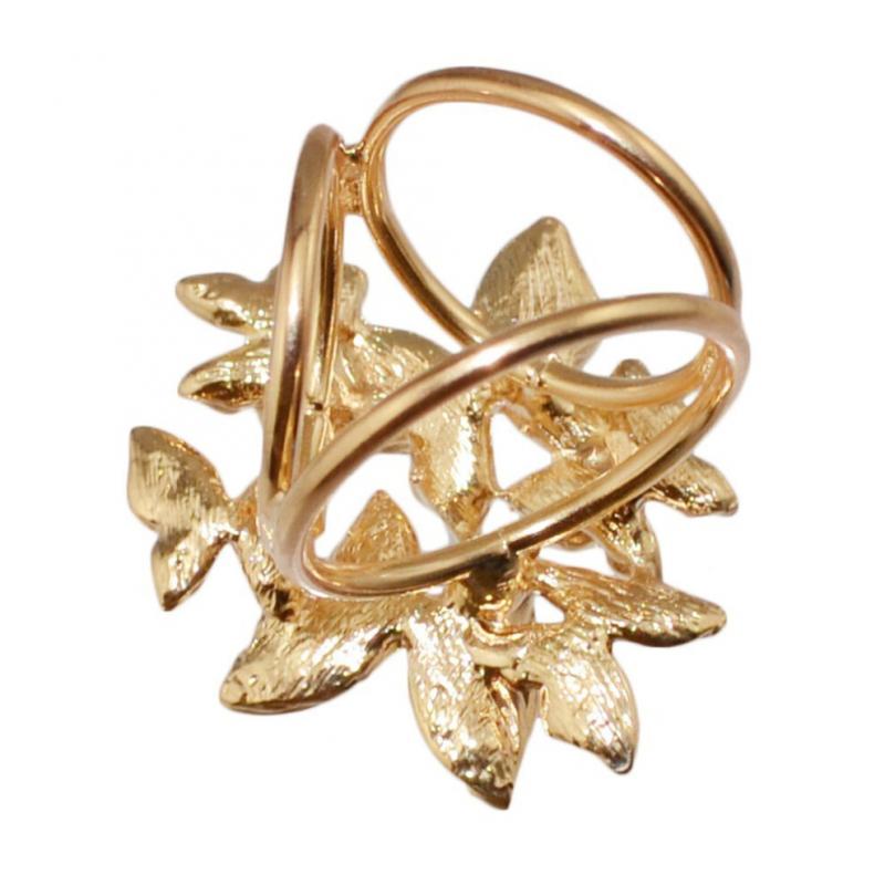 Elegante clipe para lenço com design de borboleta de anel triplo, adequado para lenços (ouro)