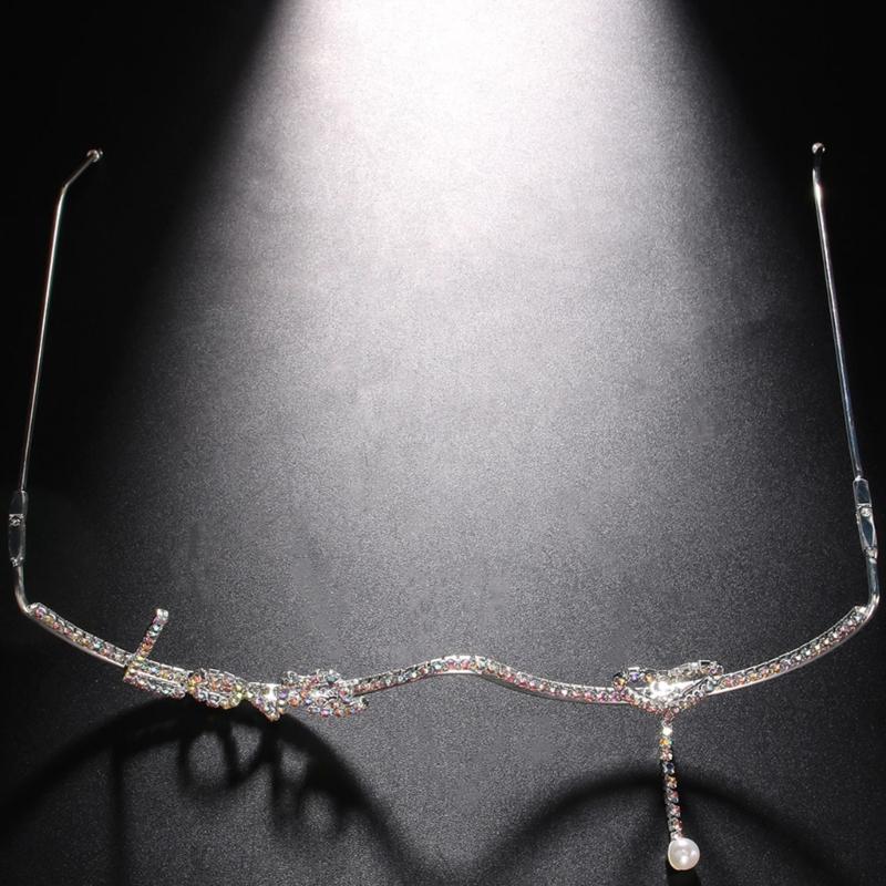 Rhinestones Love Eyeglasses Frame Glittering Face Chain Face Decorative Jewelry No Lens Half Frame Eyewear Party Favor