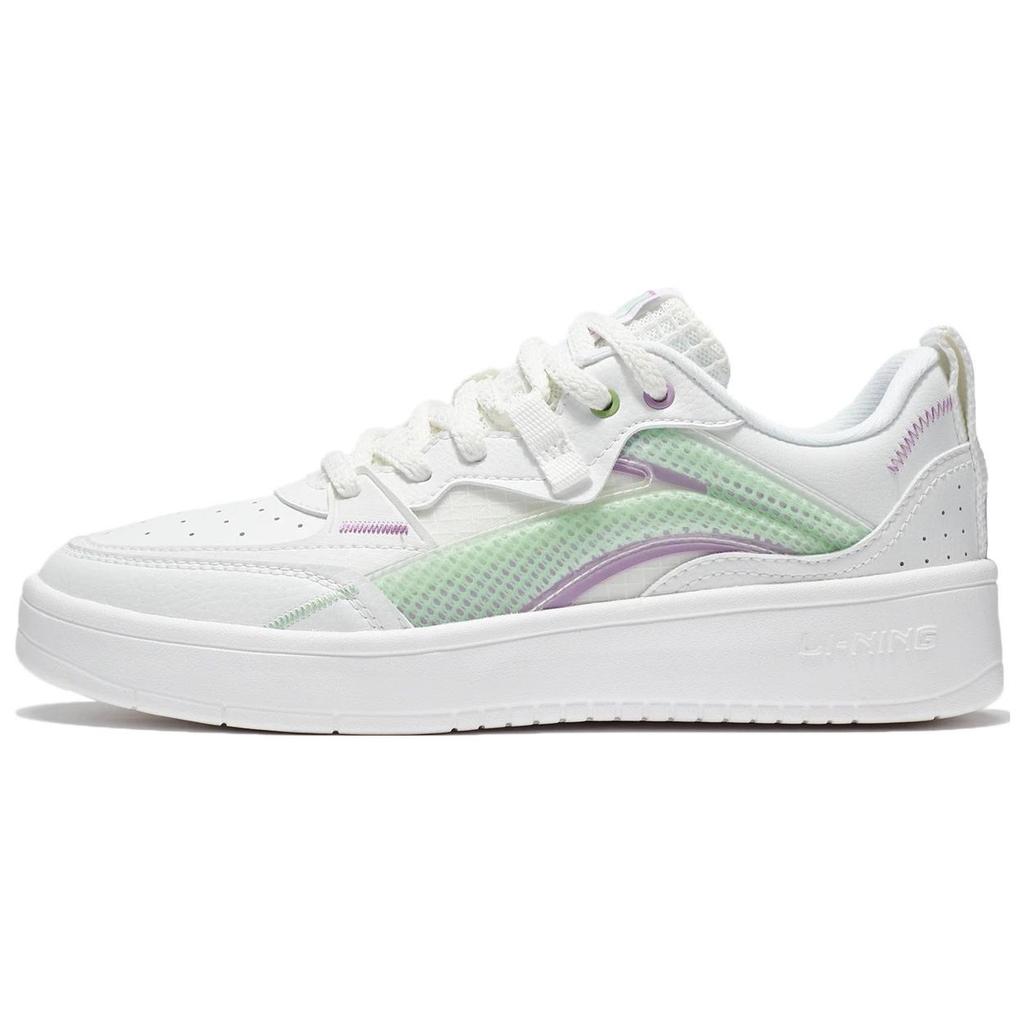 New LiNing Jade Star Cushioning Wear Resistant Low Top Skateboard Shoes Women's White Green AGCS086-3