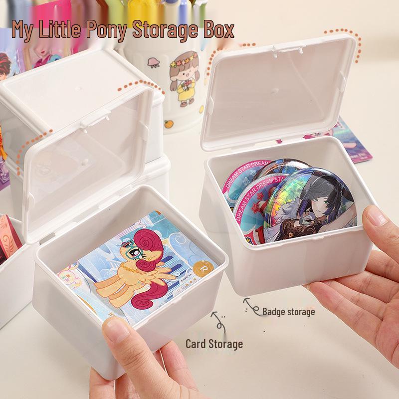 Milky White Flip-Top My Little Pony Card Storage Box with Dustproof Function for Small Cards and Sleeves