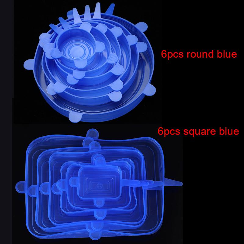 6/12Pcs/Lot Silicone Stretch Lids Universal Taper Pot Bowl Food Wrap Sealed Cover for Kitchen Cookware