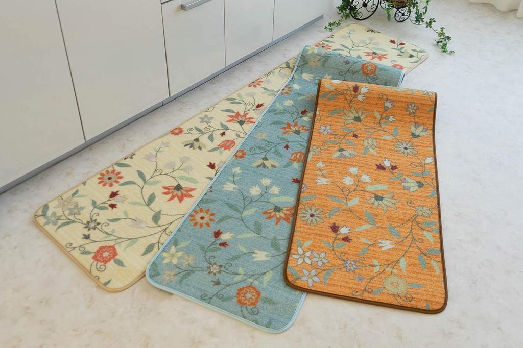 sayang sayan Washable Flower Print Kitchen Mat Kitchen Hallway Prima 45x240 Orange