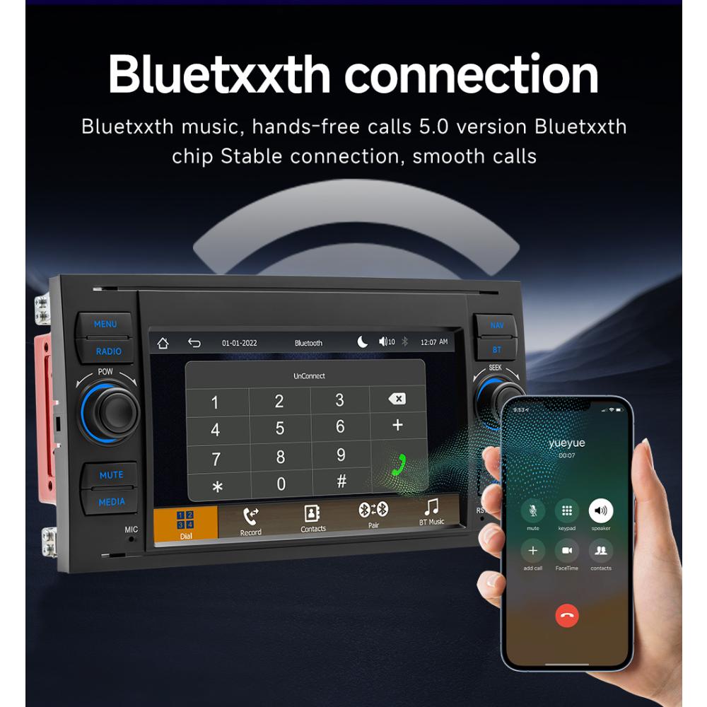 Car Radio 2 Din,7 inches,Ford Focus 2007 Mondeo S-max C MAX Kuga Galaxy Fiesta Transit Fusion,Android Auto,Multimedia Player