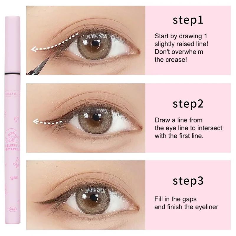 Black Liquid Eyeliner Eye Make Up Super Waterproof Long Lasting Eye Liner Easy To Wear Lying Silkworm Pen Makeup Cosmetics Tools