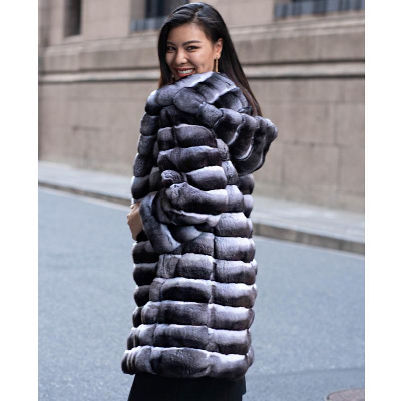 Women's Fur Jacket Winter Warm Imitation Mink Hair Mink Coat Casual Medium and Long Thick Hooded Fur Trench Coat