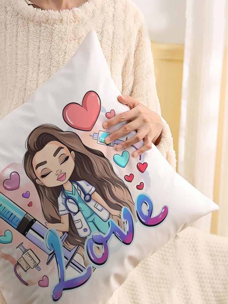 Cartoon Nurse Printed Pillow Cover Sofa Bedroom Living Room Bed Office Chair Home Decoration Cushion Cover