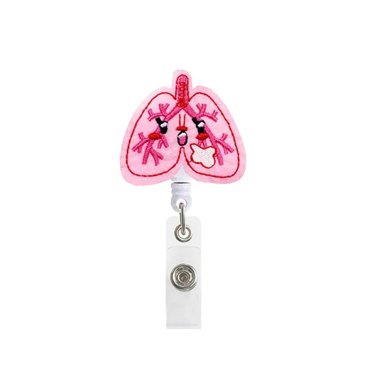 Cartoon Felt Cloth Embroidery Retractable Easy Pull Badge Reel Clip Id Card Holder Nursing Accessories School Supplies