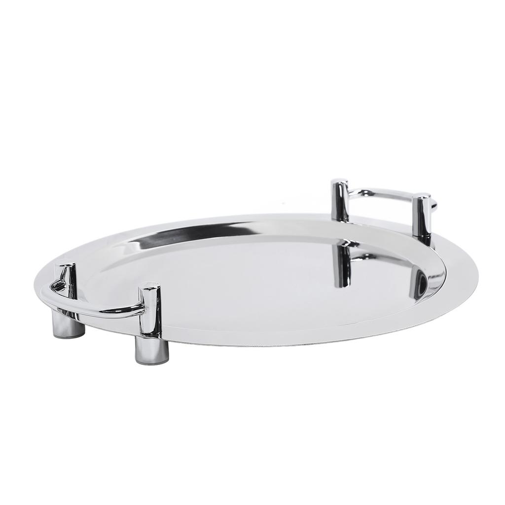 Stainless Steel Buffet Plate Bright Mirror Finish Serving Tray with Handle for Hotel Restaurant Banquet Circular