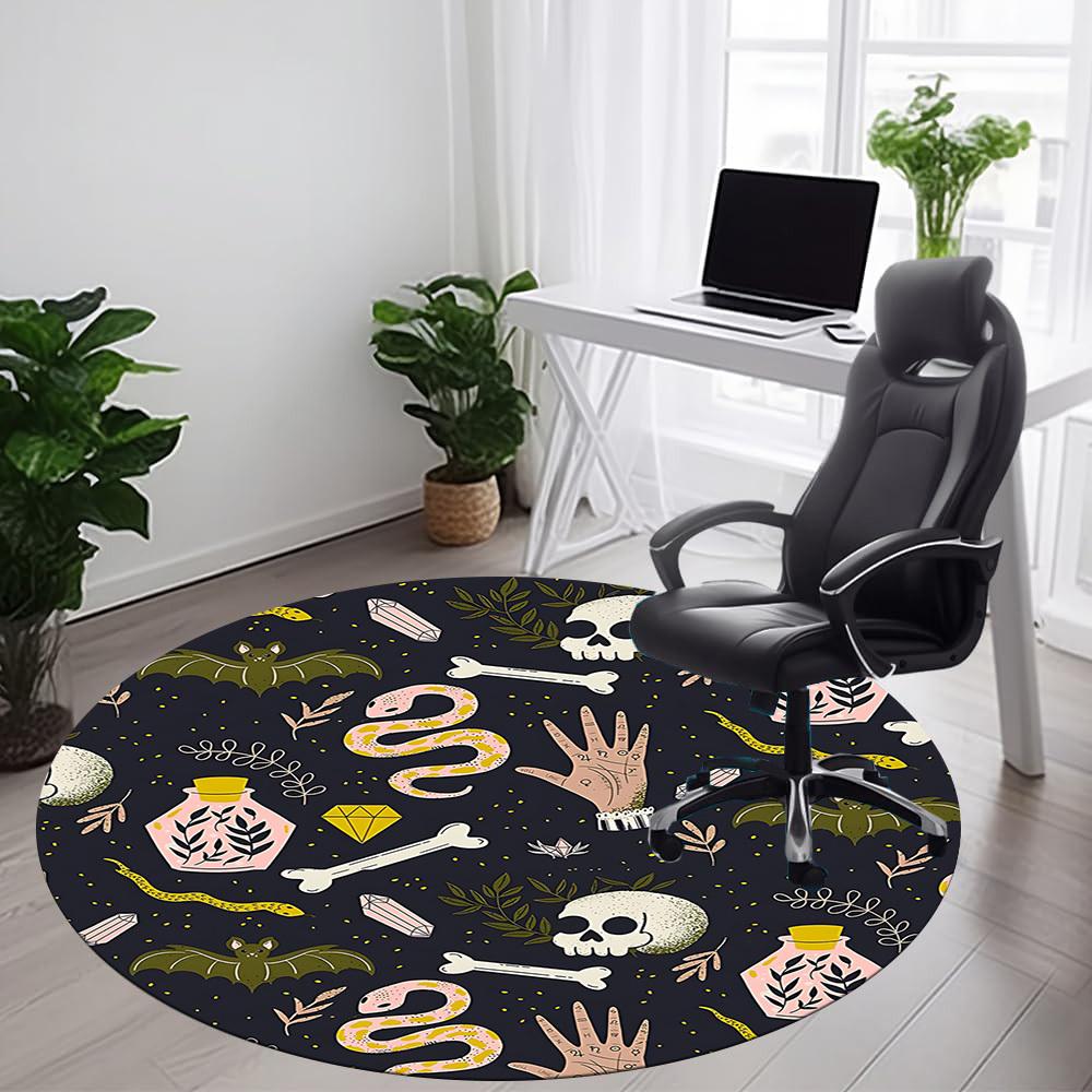 1PC Witchcraft Symbols Office Round Area Rug, Mat Suitable For Office, Under Office Chairs Bedroom Living Room Home Decor, Room Deco