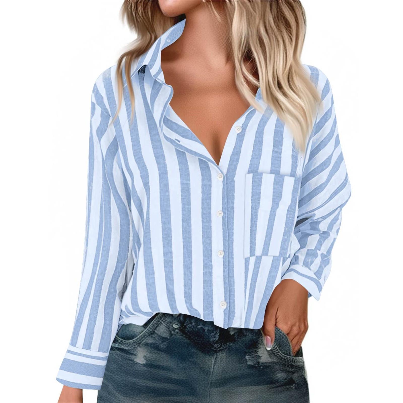 

Женская полосатая рубашка на пуговицах с длинным рукавом, повседневная рубашка S