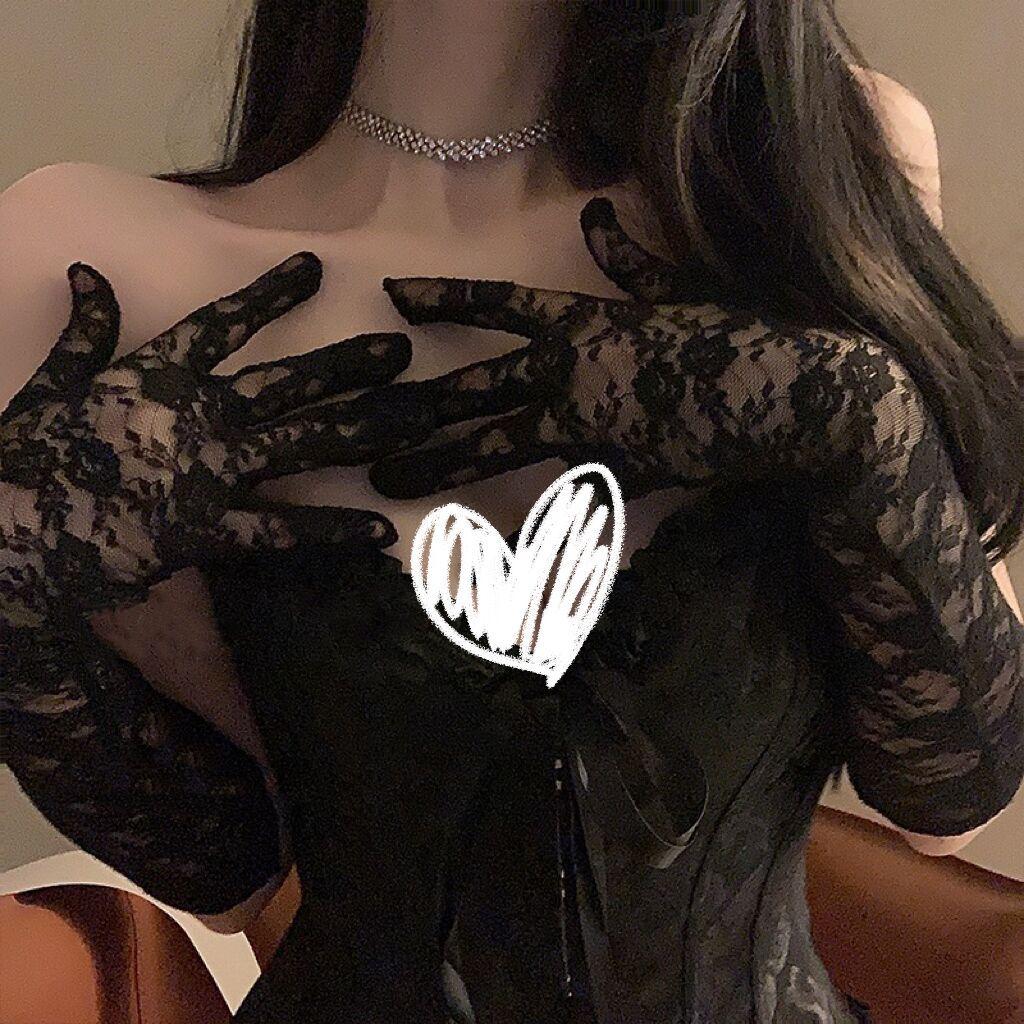 Vintage mesh bridal Lolita black lace gloves sexy photo props black silk sleeves