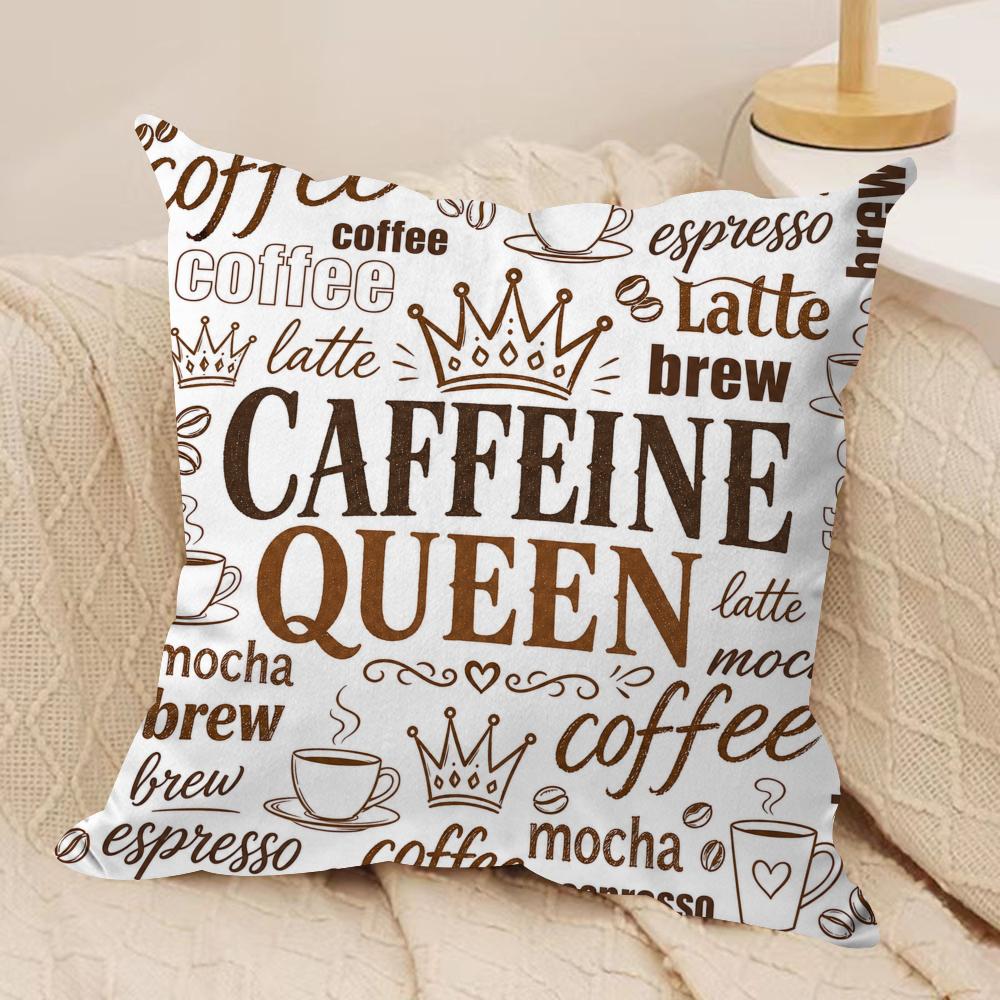 Coffee Typography Cushion Cover Pillow Case Short Plush Square Throw Pillow Covers Pillowcase Sofa Home Decor Gift