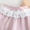 Mori-Style Korean Autumn Rabbit Ear Lace Hooded Sweatshirt & Pants Set for Baby Girls