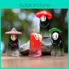 Man Face No Holding Umbrella Sitting Posture Hat Mini Model Desktop Ornament