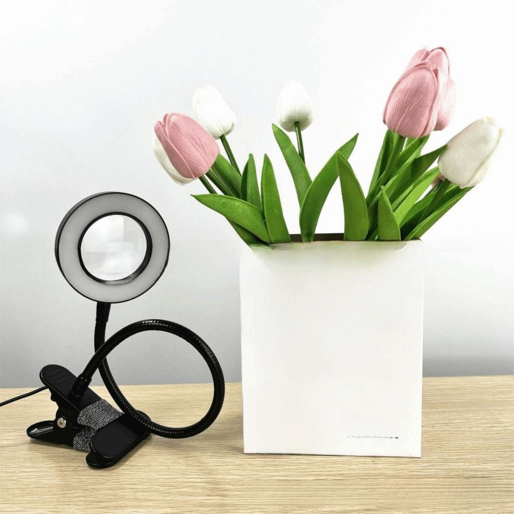 Flexible LED Magnifying Glass Lamp 5X Magnification Clip on Desk Lamp  Soldering Work