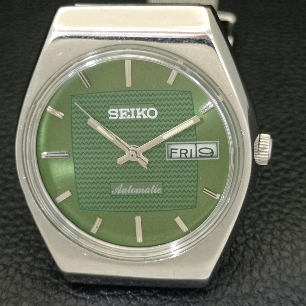 SEIKO AUTOMATIC 6309A VINTAGE JAPAN MENS GREEN COLOR DIAL WATCH a701452-5 R206b-a701452