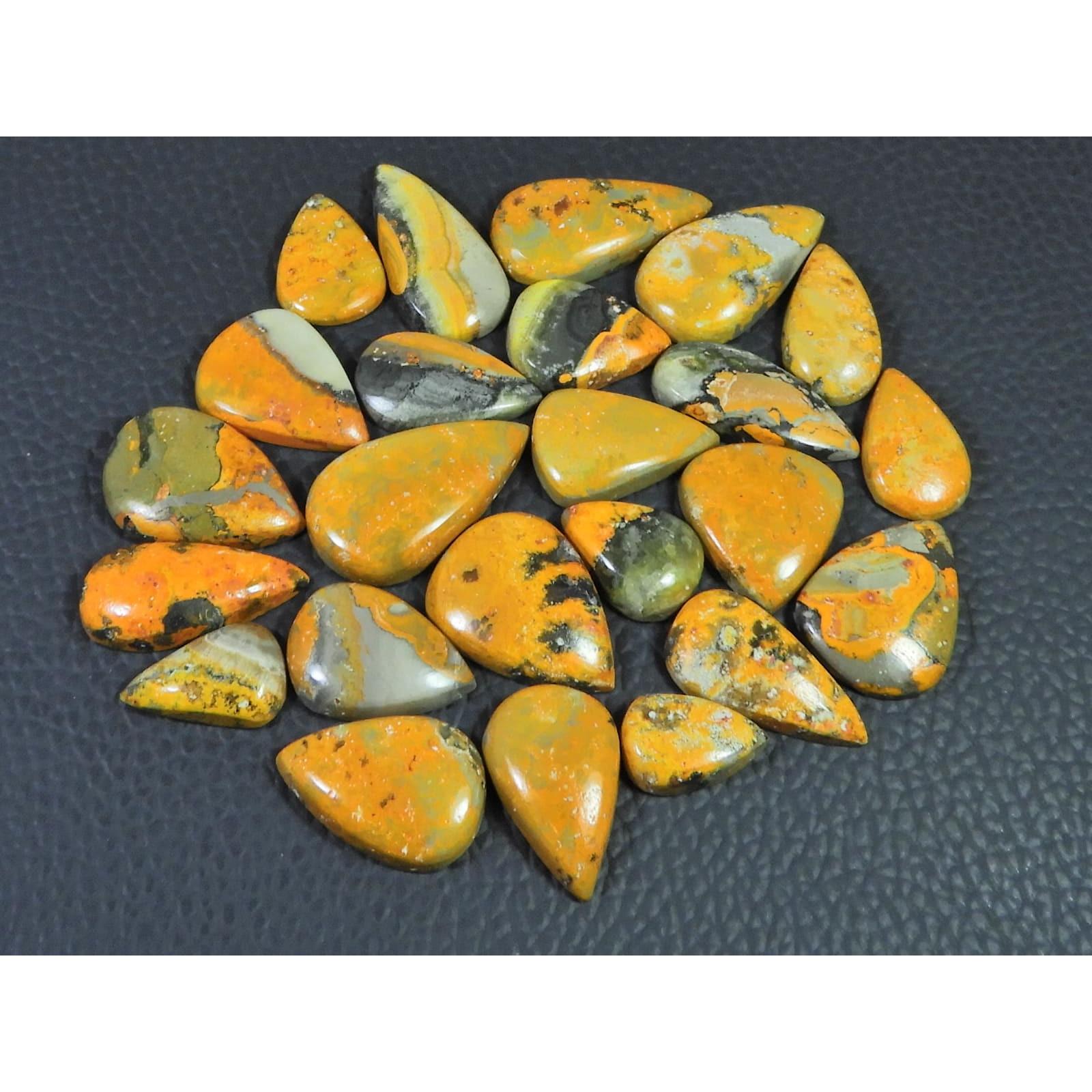 173Cts. Natural Bumble Bee Jasper Pear Cabochon Loose Gemstone 24 Pcs Lot C-2240