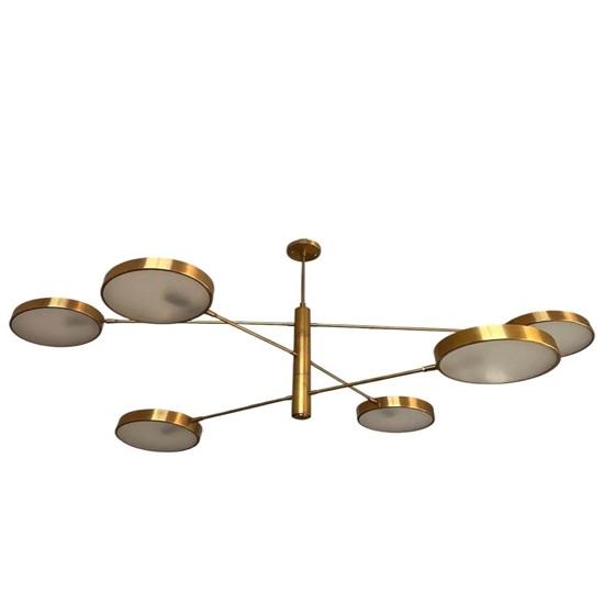 Modern LED Chandelier with Rotating Arms 6-Arm Drum Shade Ceiling Light 139.7 Cm Adjustable Pendant Dining Table, Kitchen