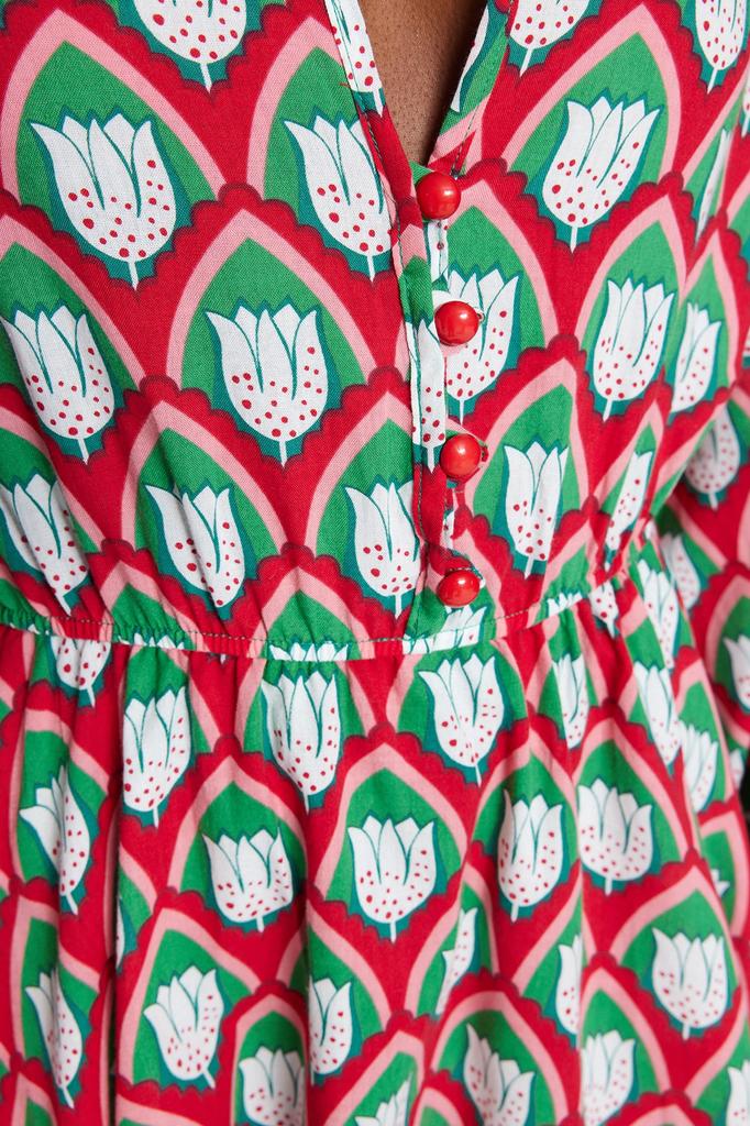 Women's Dress New Season Fashion Geometric Patterned Mini Woven Balloon Sleeve 100% Cotton Beach Dress