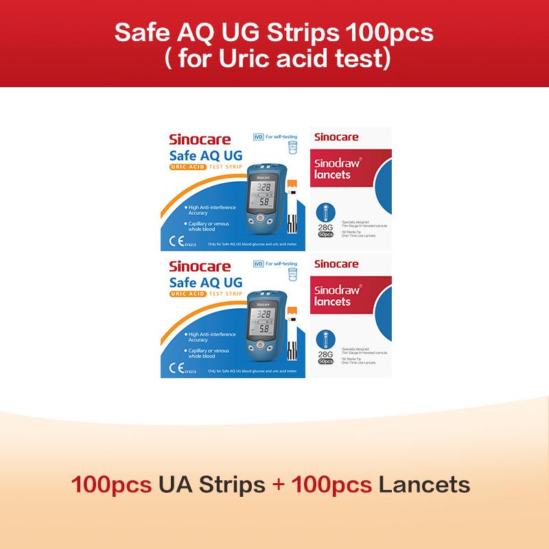 AWP1 Sinocare Safe AQ UG Blood Glucose & Uric Acid Meter or Glucose/ Uric Strips for Diabetics Gout Glucose Meter Multi-package