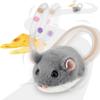 Migipaws MigiMaus Katzenspielzeug: 360-Drehung, wedelnder Schwanz, Quieken & Intelligenter Sensor – Wiederaufladbares Plüschkätzchen (grau)