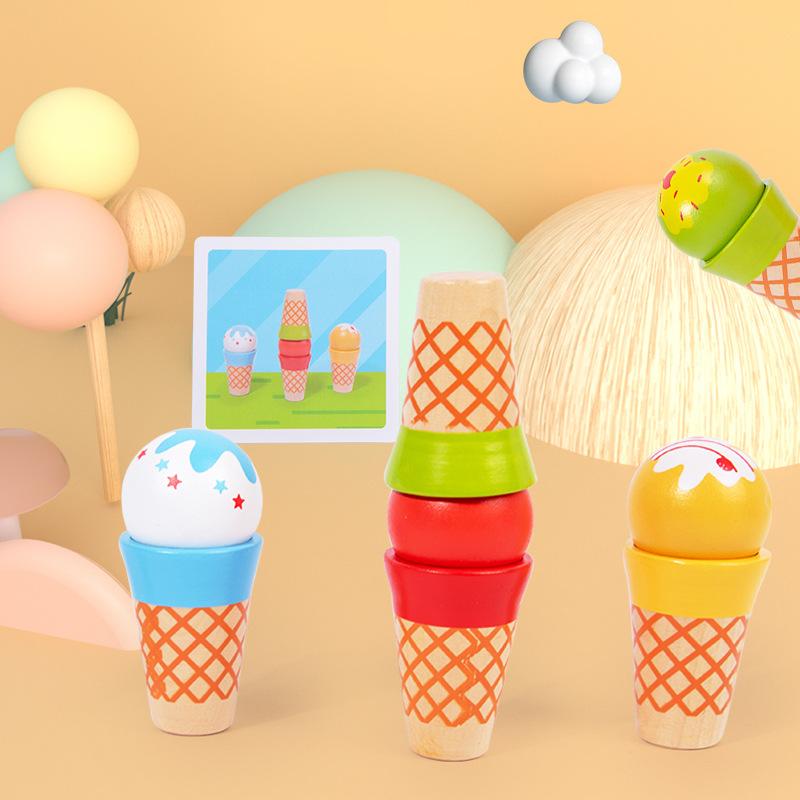Деревянный игровой набор «Имитация мороженого», детский игровой домик, набор кубиков «Мишка и эскимо»