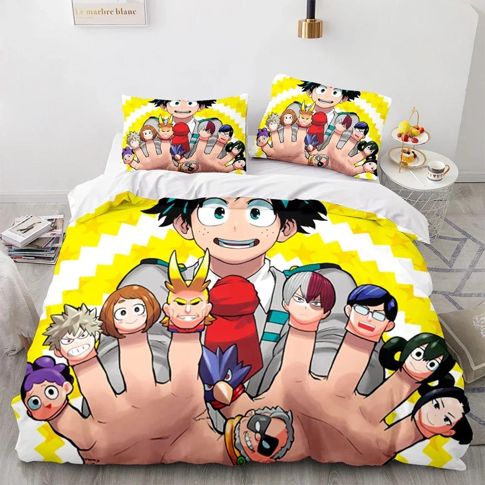 3D Printed My Hero Bedding Set Anime Quilt Cover With Pillowcase Single Queen King Size For Kids Adults Boys