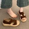 Thick Platform Roman Sandals Women Summer Soft Soles Slides Two-Wear Slippers Skirt Matching Shoes
