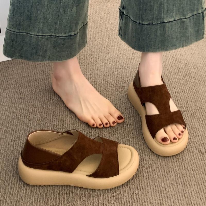 Thick Platform Roman Sandals Women Summer Soft Soles Slides Two-Wear Slippers Skirt Matching Shoes