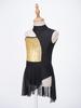 Mädchen-Ballett-Gymnastik-Trikotkleid, glänzende Pailletten, schulterfrei, lyrisches Tanzkleid für Bühnenkostüme