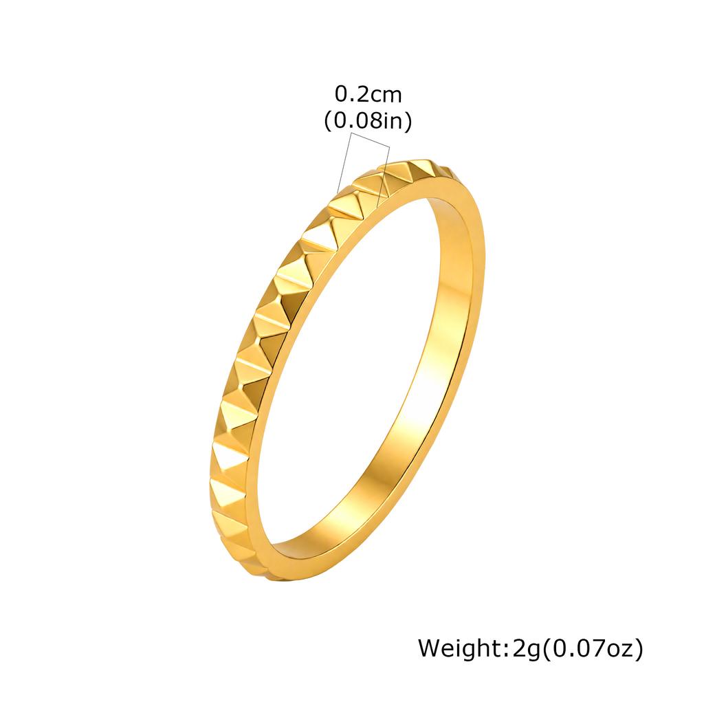 Stackable Wave Ring Thin Band, Golden Color Stainless Steel Waterproof Daily Wear Anti Tarnish Party Jewelry for Women