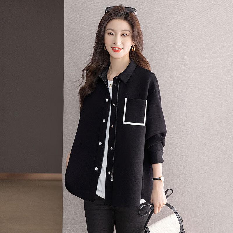 Lässige Damenjacke mit Revers und Farbblockdesign