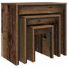 Nesting Coffee Table Set 3 Pieces Reclaimed Wood Effect Particleboard