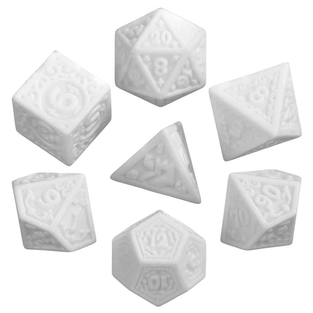 7pcs Polyhedral Dice Set with Tube Textures Pattern Dice Roll Playing Game for Entertainment/Party Game/Education/Gift