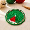 Handmade Craft Kitchen Table Mats Christmas Crochet Coaster, Woven Drink Cup Pad, Cute Santa Snowman Unique Holiday Gift for Friends Gingerbread