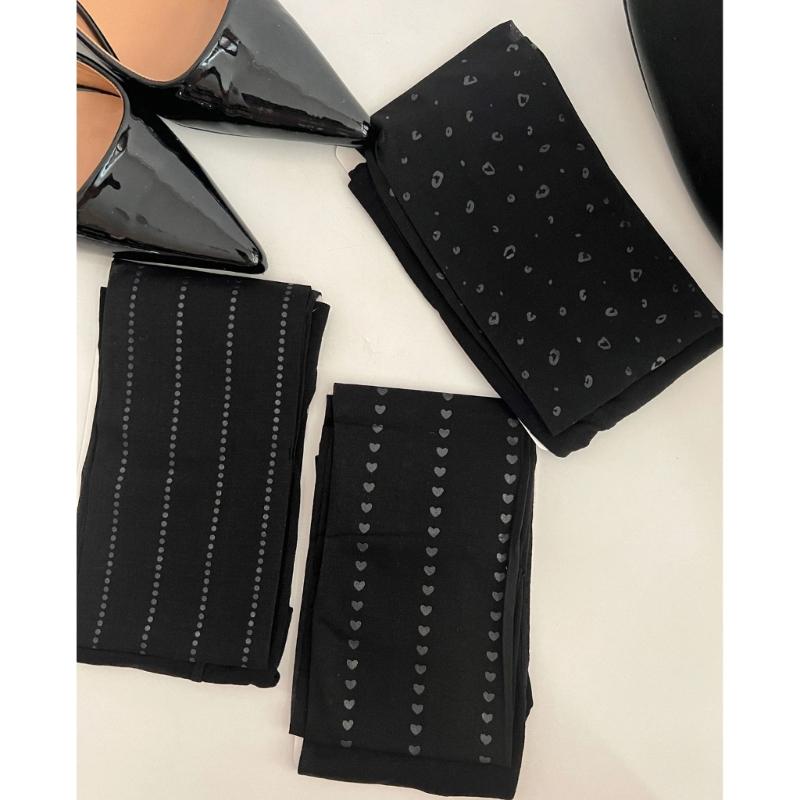 Vertical Stripe Dot Heart Pattern Pantyhose Breathable Soft Sheer Tights Office Casual Outfit Essential for Women