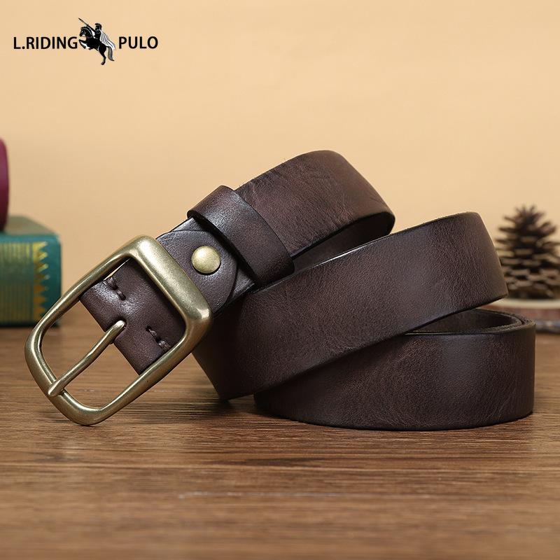 

Ремень из натуральной кожи Ретро Натуральная коровья кожа Ремень для джинсов Корейский стиль Трендовый Натуральная кожа Пряжка-штифт Универсальный 130cm кофейный