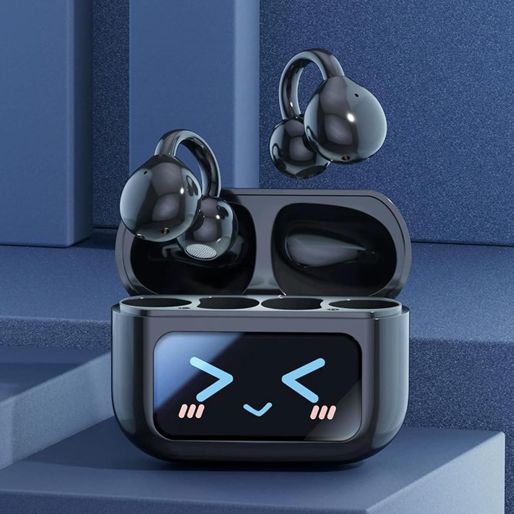 Clip On Ear Headphones Open Ear Earphones Wireless Earbuds Bluetooth 5.4 Sports Ear buds LED Touch Screen Waterproof Headsets for for Android iOS
