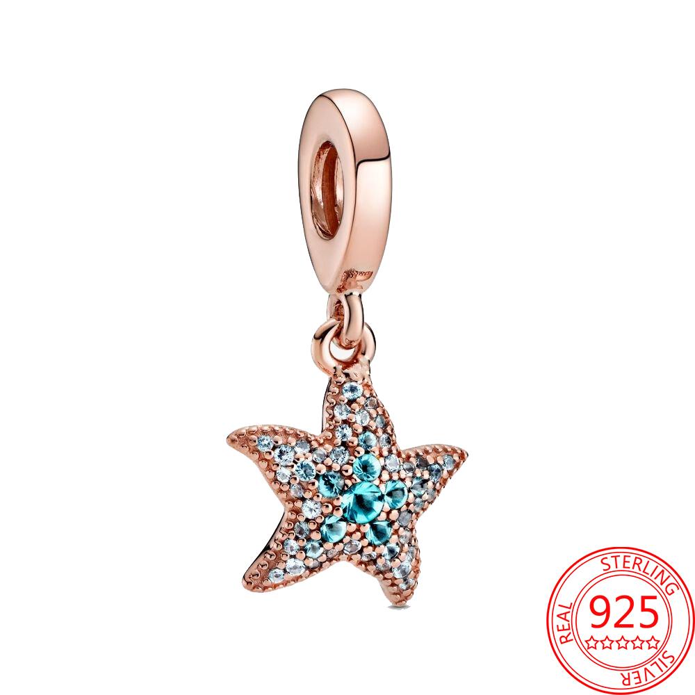 Ocean Wind Copper Red&Pink&Purple&Blue&Green Crystal Turtle Starfis Fit Diy Bracelet Gift Jewelry