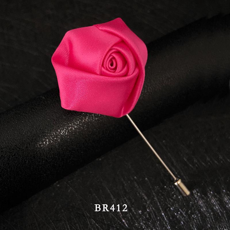 Handmade Multi-Color Rose Fabric Brooch Pin for Men's Suits - Korean Style Accessories