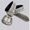 Retro Western Denim Belt with Pattern Rivet Texture Embossed Nail Beads