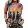 3D printed women's vest O-neck casual vest off the shoulder