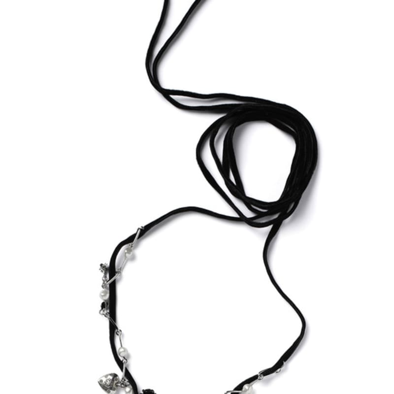 Ouel VINTAGE ROSE STRAP NECKLACE_2COLOR(BALCK/PINK)