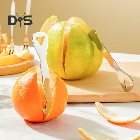 Orangenschäler, leicht zu schälen, Zitrusschäler, Edelstahl, dreieckige Klinge, Zickzack-Schaufel, Schälgerät für Orangen, Zitronen, Grapefruits