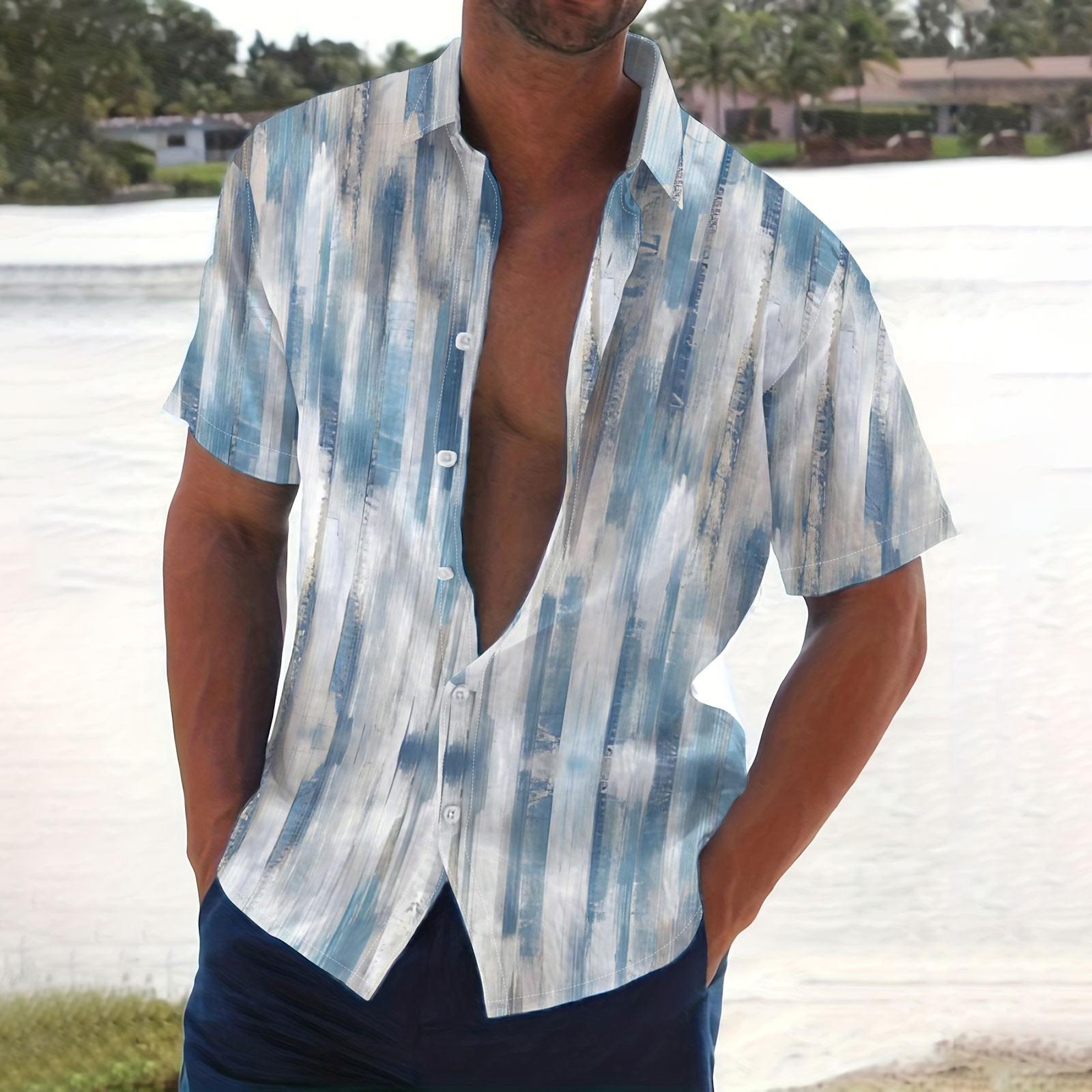 

Мужская летняя новая свободная рубашка с коротким рукавом с принтом, кардиган, пляжная рубашка XXXL