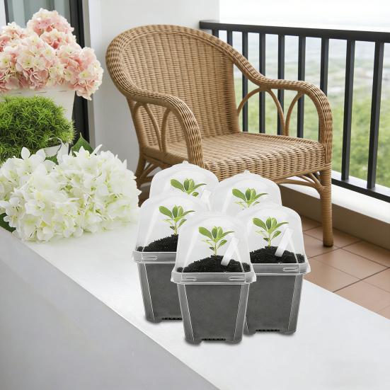 Przezroczyste doniczki do szkółki roślin Plastikowe wielokrotnego użytku doniczki na sadzonki z kopułą wilgotnościową 3" Doniczki ogrodnicze Małe doniczki na sukulenty zioła sadzonki sadzonki
