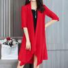 Camisa de gasa de verano para mujer, abrigo ultrafino de longitud media, camisa con protección solar, camisa de aire acondicionado, cárdigan tipo chal de Color sólido