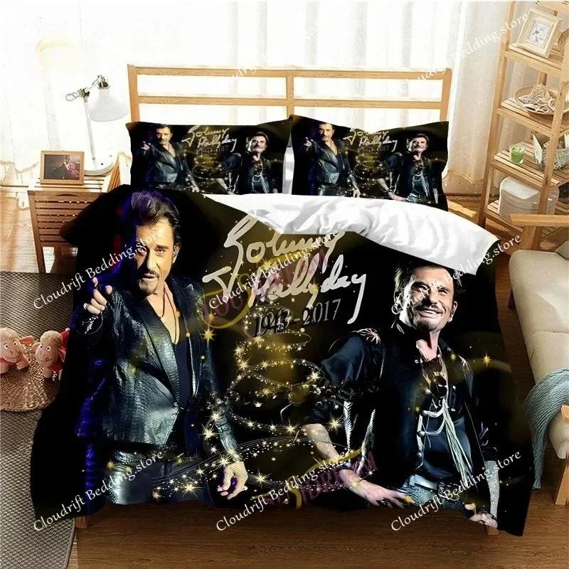 France Rock Singer J-Johnny H-Hallyday Bedding Set Single Twin Full Queen King Size Bed Set Aldult Kid Bedroom Duvet Cover Sets0