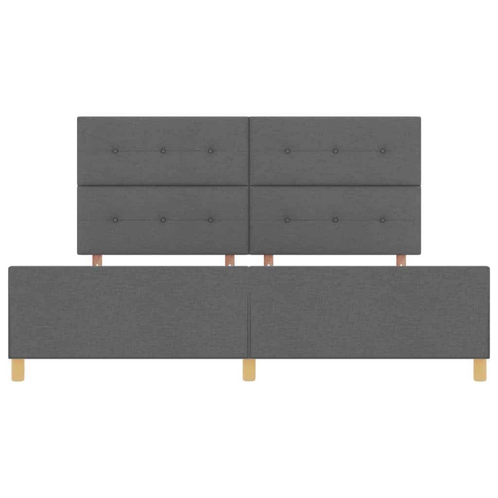 Bed Frame with Headboard Dark Grey 200 X 200 Cm Fabric